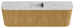 Mondiaz Joya DLux 125cm toiletmeubel ronding links/rechts oak met wastafel faye midden zonder kraangat opalo