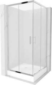 Mexen Rio vierkante douchecabine 90 x 90 cm, matglas, chroom + douchebak, wit - 860-090-090-01-30-4510