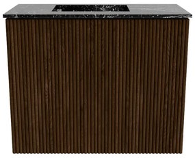 Mondiaz Joya DLux 50cm toiletmeubel walnut met wastafel faye links zonder kraangat lava
