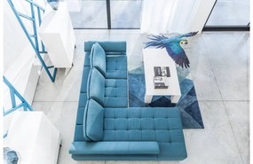 Goossens Bank Alvin blauw, stof, 3-zits, modern design met chaise longue links