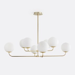 Hanglamp in messing en opaline glas, Moricio