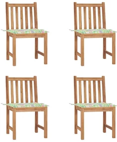 vidaXL Tuinstoelen 4 st met kussens massief teakhout