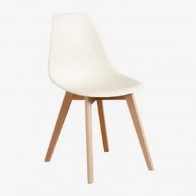 Set Van 4 Eetkamerstoelen In Polypropyleen En Beukenhout Scand Nordic Beige – Crème - Sklum