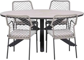 Garden Impressions Ross tuinset sand 5-delig - Tulli tuintafel 180x115 cm