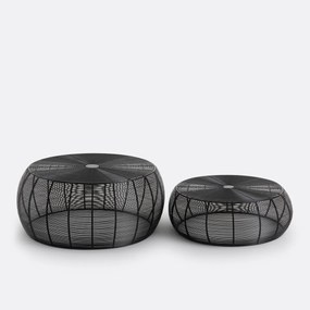 Set van 2 ronde salontafels in staaldraad Bangor