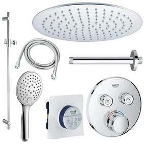 GROHE Grohtherm Regendoucheset inbouw - hoofddouche 30cm - handdouche rond - plafondarm - glijstang 90 cm - chroom sw105953 SW104917 SW696252 SW496814 SW767373 SW76