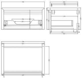 SaniGoods Alvares badmeubel 70cm eiken ashgrey met zwarte waskom