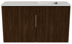 Mondiaz Joya DLux 70cm toiletmeubel walnut met wastafel faye rechts zonder kraangat opalo