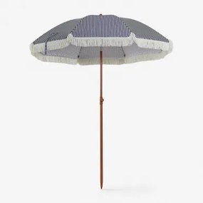 Miska Ø175 Cm Parasol Van Stof En Staal Wit - Marineblauw - Sklum
