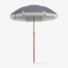 Parasol Ø175 Cm Van Stof En Staal Miska Wit - Marineblauw - Sklum