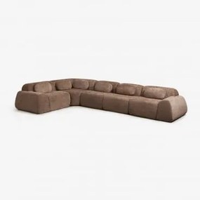 Modulaire Hoekbank Van 5 Delen In Vacuüm Verpakte Chenille Merida Chenille Karamelbruin - Sklum