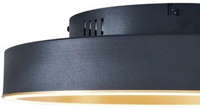Design plafondlamp zwart met goud 40cm incl. LED 3-way switch - Ingo Design rond Binnenverlichting Lamp