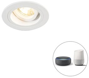 Smart inbouwspot wit rond kantelbaar incl. Wifi GU10 - Chuck Modern GU10 Scandinavisch Binnenverlichting Lamp