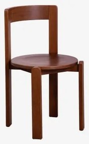 Set Van 4 Eikenhouten Eetkamerstoelen Noreli Donker Eiken Bruin - Sklum
