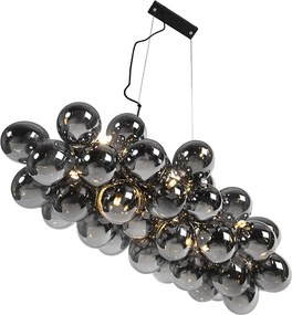 Smart hanglamp zwart met smoke glas 8-lichts incl. 8 Wifi G9 - Uvas