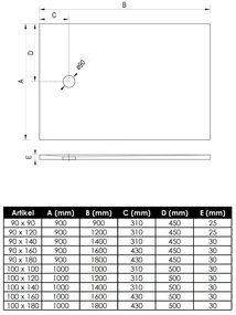 Brauer Crag douchebak 90x160x3cm mat zwart