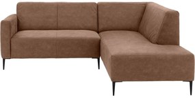 Goossens  Key West bruin, micro leer, 2-zits, modern design met ligelement rechts