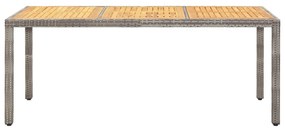 vidaXL Tuintafel 190x90x75 cm poly rattan en acaciahout grijs