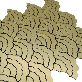 Zelfklevende Mozaïektegels Metaal | Waaier Goud | 26,8×28,1 cm | Keuken, Bad &amp; WC