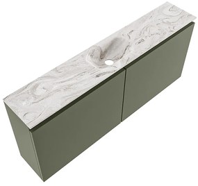 Mondiaz Ture DLux toiletmeubel 120cm army met wastafel glace midden met kraangat