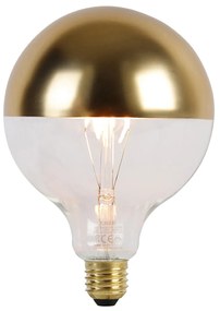 Stoffen Hanglamp zwart 46 cm incl. G125 kopspiegel goud dimbaar - Leia Landelijk E27 rond Binnenverlichting Lamp