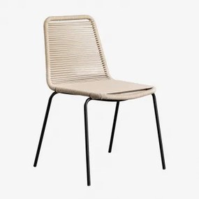 Set Van 4 Stapelbare Tuinstoelen In Ijzer En Gevlochten Touw Mileyd Natuurlijk - Sklum
