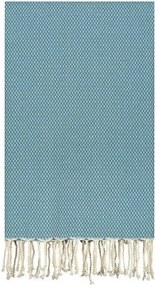 Lantara - Plaid Of Grand Foulard Petrol Katoen Ingeweven Ruit - Blauw