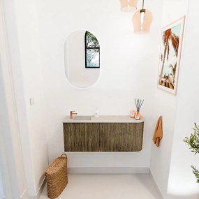 Mondiaz Joya DLux 100cm toiletmeubel ronding rechts dusk met wastafel faye links 1 kraangat opalo