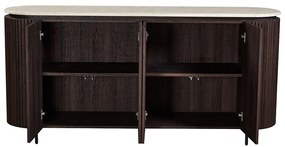 Walnoot Dressoir Met Travertin Blad - 180x40x85cm.
