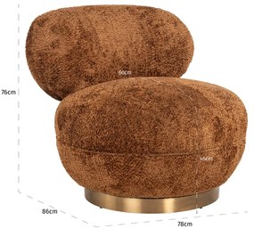 Richmond Interiors Jace Ronde Fauteuil Met Goud Draaibaar Cinnamon Bruin