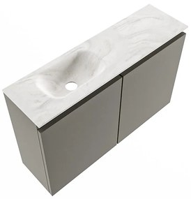 Mondiaz Ture DLux toiletmeubel 80cm smoke met wastafel ostra links met kraangat