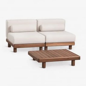 Tuinset Met 2-delige Modulaire Bank En Salontafel Van Acaciahout Edrien Acacia Bruin - Sklum