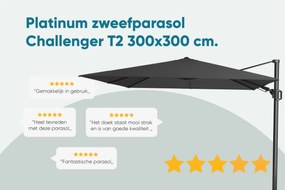 Platinum Challenger zweefparasol T2 - 3x3 m. - Light Grey - met ingraafvoet en hoes