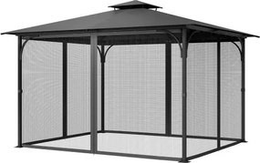 VEVOR Klamboe voor Gazebo, Klamboe, geschikt voor 304,8x396,2x207,3 cm gazebo's, insectenwering, 4-delig zijwandgazebogordijn, met dubbele rits (alleen net)