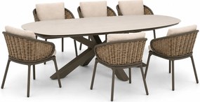 Tuinset 6 personen 240 cm Aluminium Taupe Apple Bee Pine