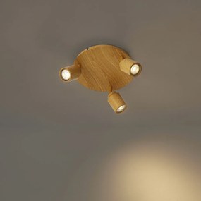Japandi plafondlamp licht hout met verstelbare spots 3-lichts IP44 - Ducha