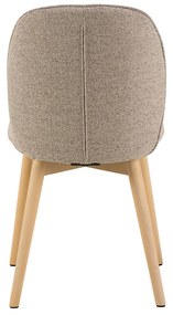 Eetkamerstoel Met Houten Poten Beige Boucle