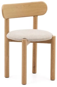 Kave Home Nebai Eiken Eetkamerstoel Met Beige Stof