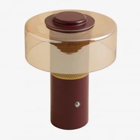 Draadloze Led-tafellamp Van Glas En Ijzer Elfriede Rood – Baksteen - Sklum