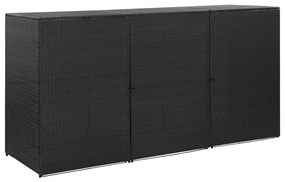vidaXL Containerberging driedubbel 229x78x120 cm poly rattan zwart