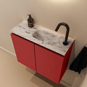 Mondiaz Ture DLux toiletmeubel 60cm fire met wastafel glace rechts met kraangat