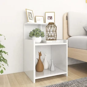 vidaXL Nachtkastje 40x35x60 cm spaanplaat hoogglans wit