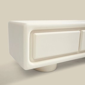 Wit Tv-meubel Organisch Betonlook 160 Cm - 160x40x45cm.