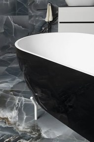 Polysan Reduta vrijstaand bad zwart/wit mineraalmarmer 170x80cm