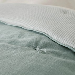 Gewatteerd effen/gestreept dekbed van katoen/linnenmix, BOISSEAU