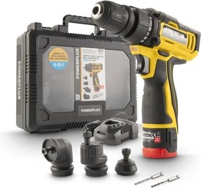 PowerPlus Compact Multifuntionele Boor-/Schroefmachine 12V – 4-in-1 – incl. 2,0Ah accu &amp; lader