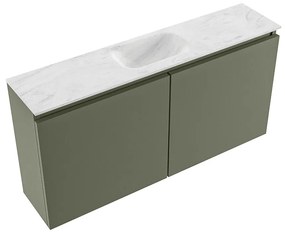 Mondiaz Ture DLux toiletmeubel 100cm army met wastafel opalo midden met kraangat