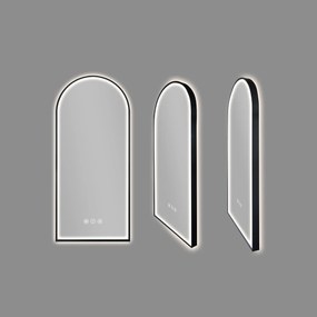 Saniclear Arc 2.0 toog spiegel met zwarte lijst 45x100cm met verwarming, direct en indirect licht