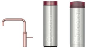 Quooker Fusion Square kokendwaterkraan - draaibare uitloop - PRO3 incl. Cube reservoir - Warm / kokend / bruisend / gefilterd water - Rosé koper 3FSRCO-CUBE