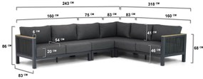 Hoek loungeset  Aluminium/Rope Grijs 6 personen Santika Furniture Santika Shadow